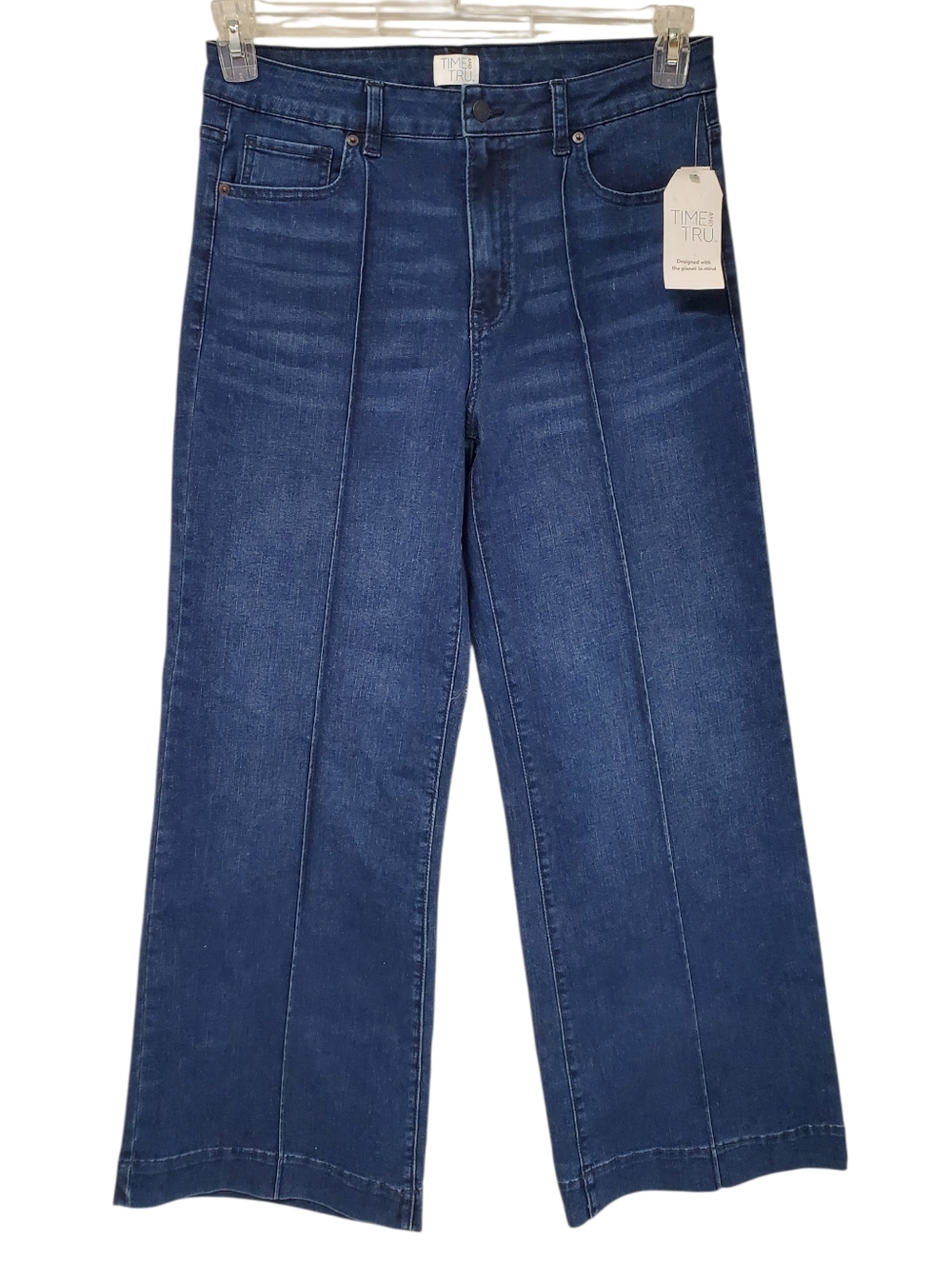 Time And Tru Jeans Dark Wash Trouser Barrel Leg Size 12 Office Siren Classic